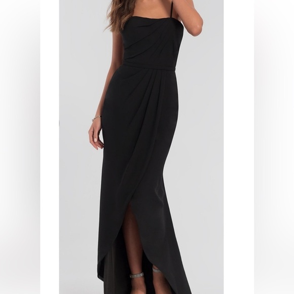 Kleinfeld Pleated-Bodice High-Low Bridesmaid Dress Black Size 2 NWT - Picture 3 of 15